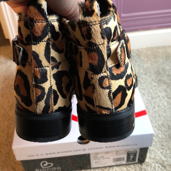 New Blondo Tami Leopard Boot Waterproof size 6.5 animal cheetah black shoe - Picture 7 of 8